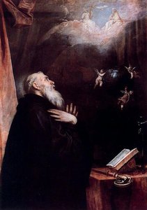 San Benito En La Visión Del Y Los Tres Ángeles — Alonzo Cano