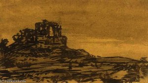 A Castle In A Landscape — Alexander Cozens, Rococo