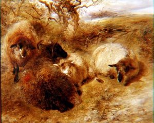 Rams And Ewes In A Landscape — William Huggins
