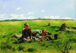 Boys In The Field — Vladimir Yegorovich Makovsky, Contemporary Realism