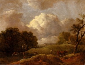 An Extensive Landscape With Cattle And A Drover — Thomas Gainsborough