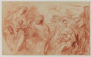 Sheet Of Studies After Old Masters — Jean-antoine Watteau, Rococo Style