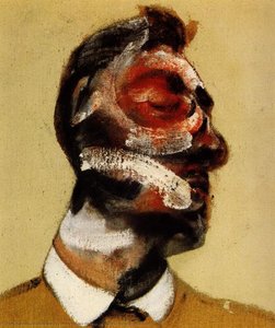 Three Studies For Portr. Of G.dyer On Light Ground Cen — Francis Bacon