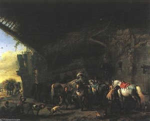 Scene In Front Of An Inn — Philips Wouwerman