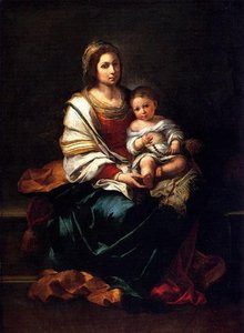 La Virgen Del Rosario Con El Niño — Bartolomé Esteban Murillo