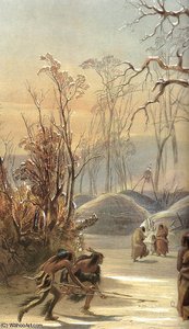 Winter Village Of The Minatarres — Karl Bodmer
