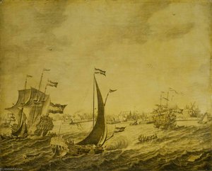 Shipping Off Delftshaven — Adriaen Van Salm