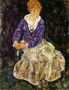Portrait Of The Artist , Wife , Seated 1918 — Egon Schiele, Expressionist Painting