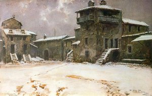 Anticoli Square Under Snow — Mariano Barbasan