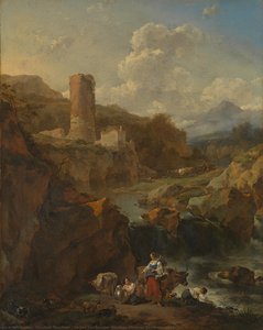 Italian Landscape, Nicolaes Pietersz Berchem, 1656 — Nicolaes Berchem