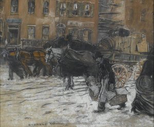 Winter On 21st Street, New York — Everett Shinn, Ashcan School