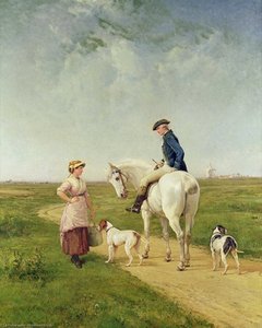 Milkmaid Talking To A Cavalier — Heywood Hardy