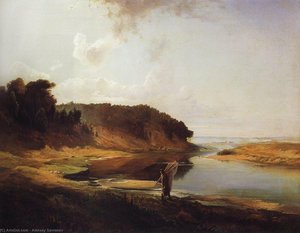 Landscape With A River And An Angler — Aleksey Savrasov