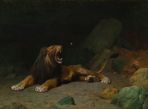 Lion Snapping At A Butterfly — Jean-léon Gérôme