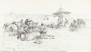 Attempted Massacre Of Blackfeet Indians At Fort Mckenzie — Charles Marion Russell, American West Landscape