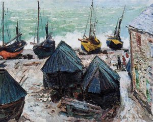 Boats On The Beach At Etretat 1 — Claude Monet