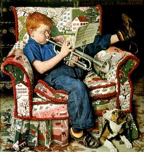 Trumpet Practice — Norman Rockwell