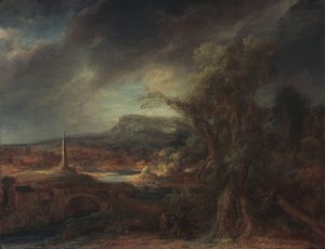 Landscape With An Obelisk — Govaert Flinck, Baroque Landscape