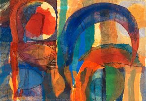 Abstract In Blue, Orange, Peach And Green — Tessa Waite