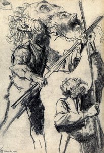 Study Of A Male, Three Views — Adolph Von Menzel