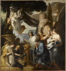 Salomon Sacrifiant Aux Idoles — Sébastien Bourdon, Baroque Painting