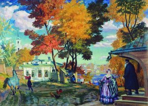 Autumn — Boris Mikhailovich Kustodiev, Art Nouveau