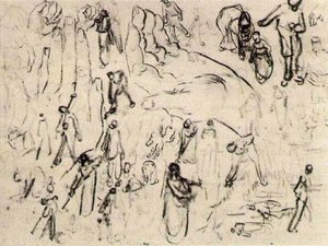 Sheet With Figures And Hands — Vincent Willem Van Gogh