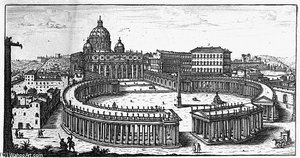 Bernini''s Original Plan For St. Peter''s Square, Rome — Giovanni Battista Falda