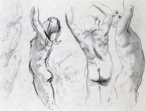 Studies Of A Nude Youth — John Singer Sargent, Academic Drawing