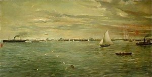 The Harbor At Galveston, (painting) — Verner Moore White