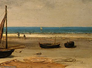 Beach In Normandy, Detalj 4, Ng Washingto — Gustave Courbet, Realism