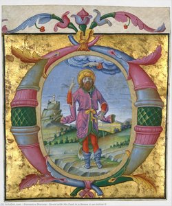 David with His Foot in a Noose in an Initial O