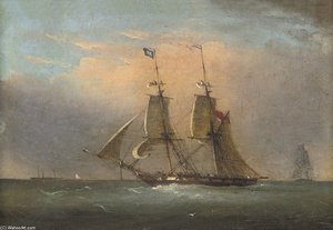 A Packet In The Channel (illustrated); And A Royal Naval Two-decker Running Inshore — Nicholas Matthew Condy