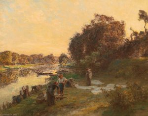 Les Laveuses À Chelles — Léon Augustin L'hermitte