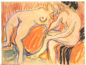 Two Female Nudes — Ernst Ludwig Kirchner, Expressionism