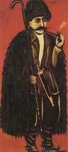 Shepherd In Burke, On A Red Background — Niko Pirosmani