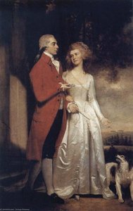 Sir Christopher And Lady Sykes Strolling In The Garden At Sledmere — George Romney