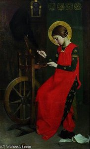 St. Elizabeth Of Hungary Spinning Wool For The — Marianne Preindelsberger Stokes