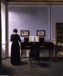 Interior: With Piano And Woman In Black — Vilhelm (hammershøi)hammershoi