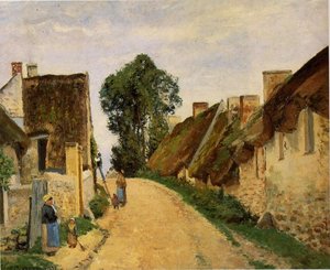 Village Street, Auvers-sur-oise — Camille Pissarro, Impressionism