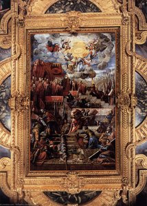 Doge Nicolò Da Ponte Receiving A Laurel Crown From Venice — Jacopo Tintoretto, Baroque Drama Light