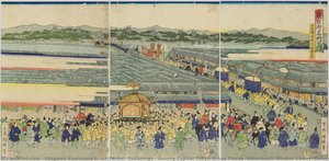 Among Capital Tokyo Noted Places: Nihonbashi Minami Street, Gofukubashi Bridge Sight — Utagawa Kunitsuna Ii, Ichiransai, Sadashige