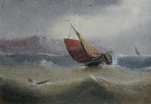 Fishing Smack Offshore In A Rough Sea — Edward King Redmore