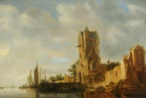 River Scene With A Tower — Jan Josephszoon Van Goyen