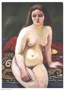 Female Nude At A Knited Carpet — August Macke