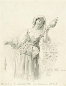 Young Roman Woman With Distaff — Theodor Leopold Weller