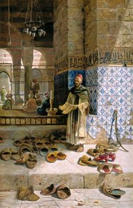 Shoes Of Religious Moslems In Front Of A Mosque