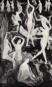 Willow Boughs Youth, (painting) — Arthur B. Davies