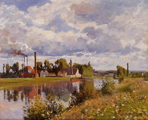 The River Oise Near Pontoise — Camille Pissarro