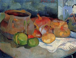 Still Life With Onions, Beetroot And A Japanese Print — Eugène Henri Paul Gauguin